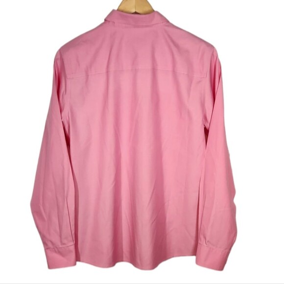 Foxcroft Top Shaped Fit Pinpoint Essential No Iron Shirt Wrinkle Free Pink 8 - Picture 6 of 9